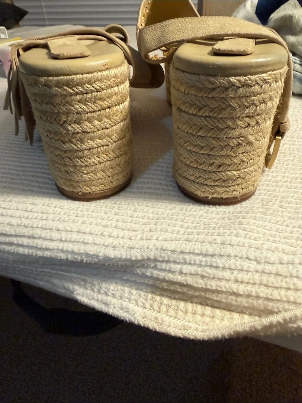 Michael Kors Beige Suede Cross-Strap Platform Slide Sandals